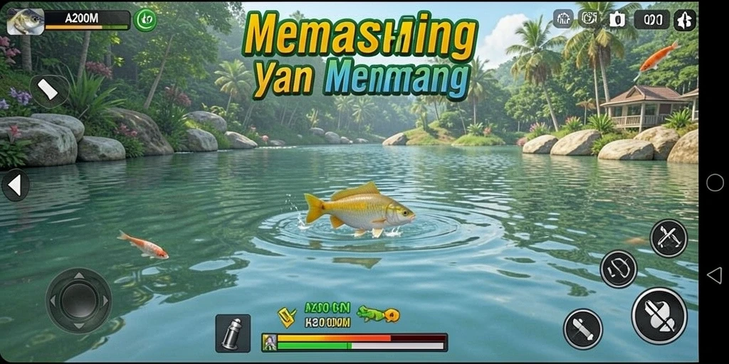 Tampilan gameplay A200M yang menarik dengan suasana memancing yang menenangkan.