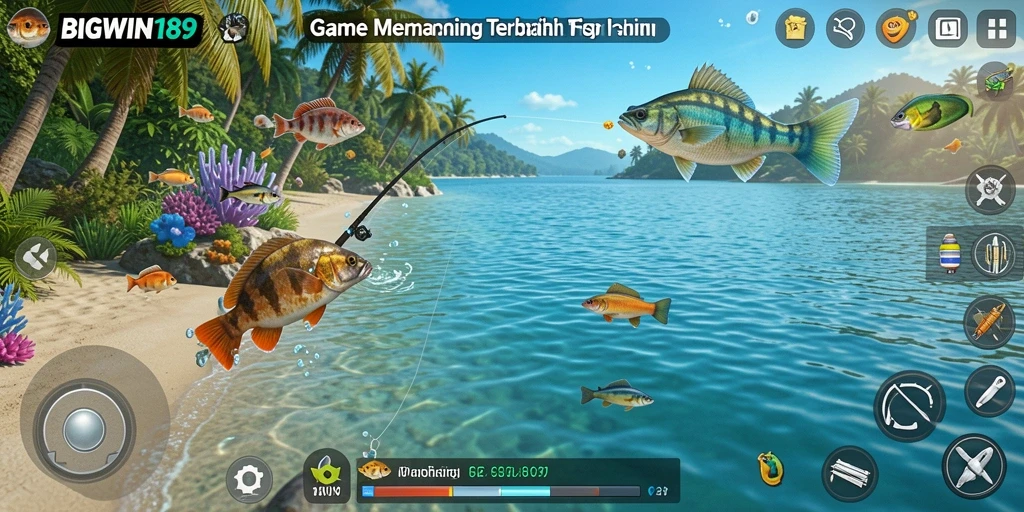 Screenshot gameplay <strong>BIGWIN189</strong> menunjukkan pengalaman memancing yang seru dan interaktif.