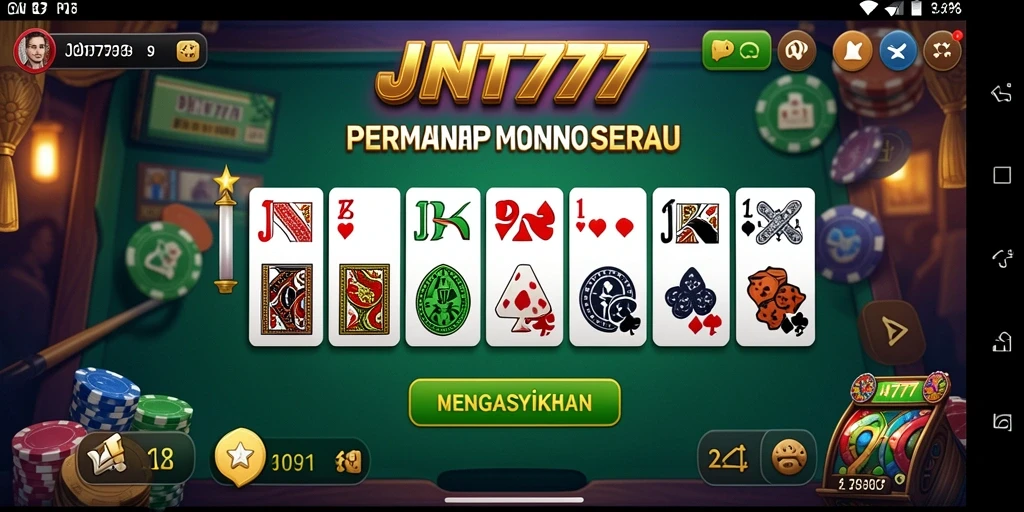 Screenshot JNT777 menunjukkan gameplay seru saat bermain Domino.