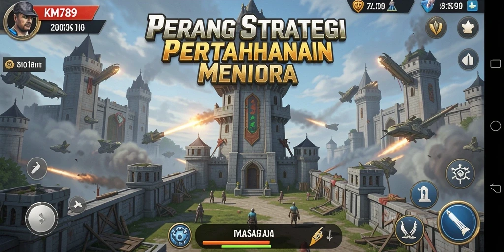 Tampilan dinamis gameplay Tower Defense di KM789 yang penuh aksi.