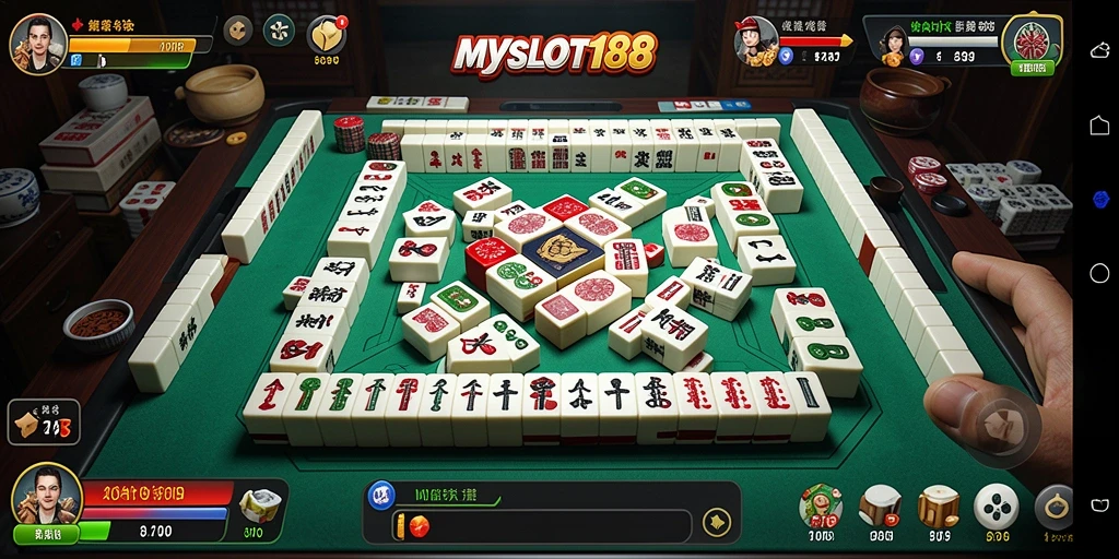 Tampilan gameplay seru MYSLOT188 dengan grafis Mahjong yang menawan.