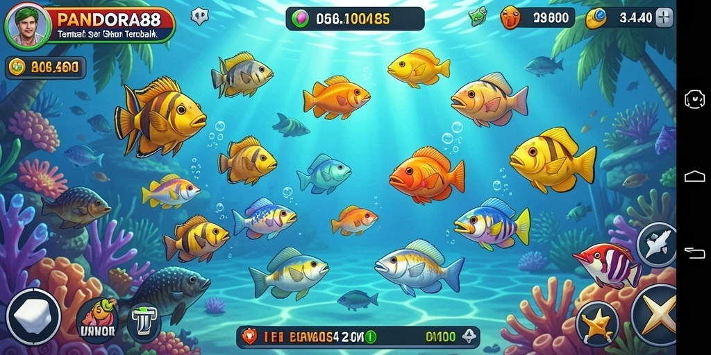 Tangkapan ikan berwarna-warni di PANDORA88 saat permainan.