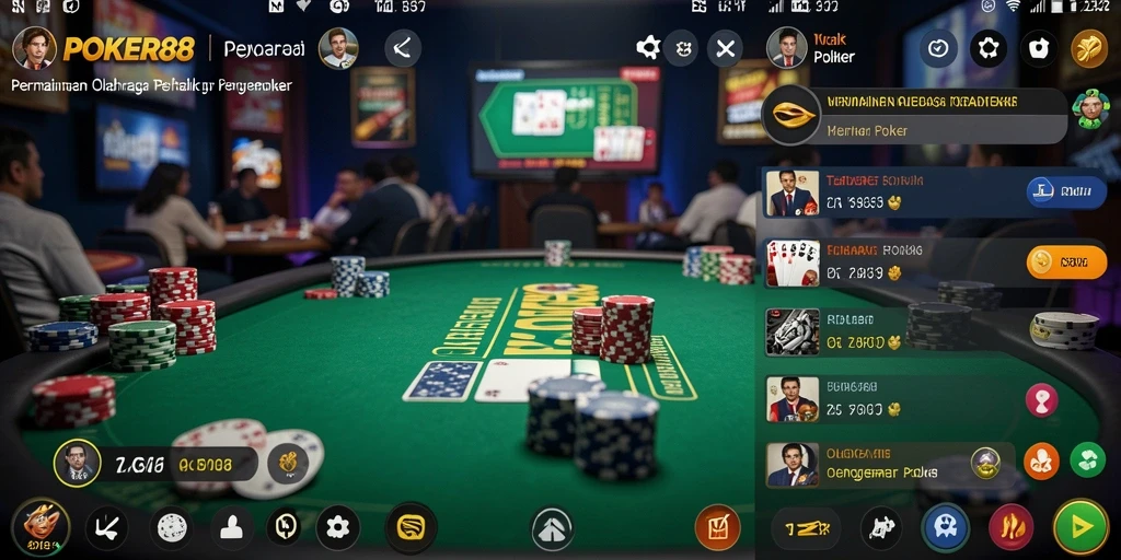 Screenshot utama POKER88 menunjukkan momen seru dalam permainan poker.