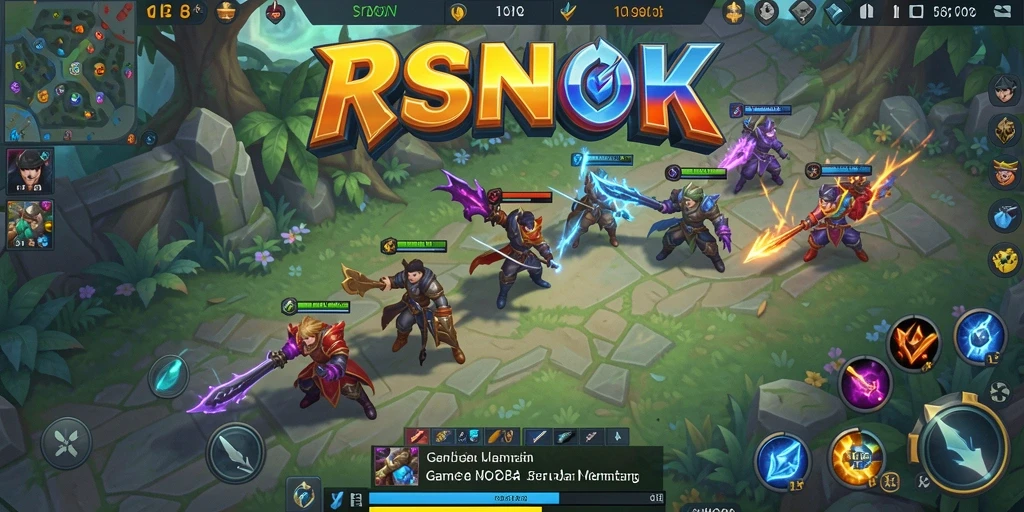 Screenshot menampilkan aksi intens dalam permainan MOBA RSNOK.