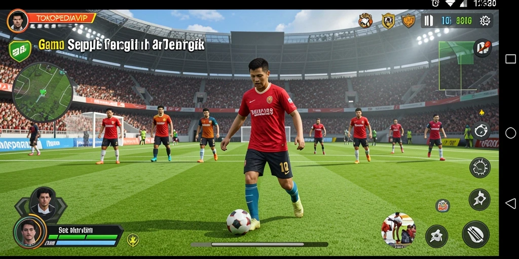Tampilan gameplay menarik dari game TOKOPEDIAVIP dengan suasana sepak bola yang seru.